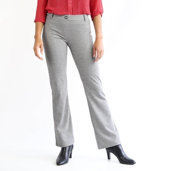 Betabrand Bootcut Grey Herringbone Dress Pants - Picture 1 of 7